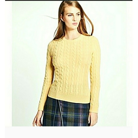 Brooks Brothers 346 Mercerized Cotton Sweater 100% Cotton Cable Knit S Yellow - Picture 2 of 6